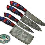 Beautiful Full Tang Custom Handmade Damascus Steel Kitchen Knives Set
