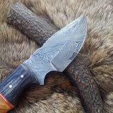 Custom Damascus Steel Field Dressing Deer Skinning Knife – 7 Inch Drop Point Blade with Olivewood Handle