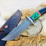 Custom Handmade Hunting Knife with Damascus Steel Blade