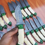Custom Handmade Raindrop Damascus Steel Hunting Skinning Camping Knives