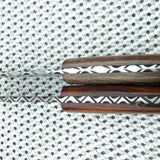 Premium Damascus Steel Drop Point Skinning Knife – 7 Inch Overall Length with Walnut and Rosewood Handle