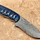 Custom Handmade Raindrop Damascus Skinning Knife