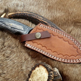 The Tactical Hunter: Custom Handmade Damascus Steel Tactical Hunting Knife | Exotic Wood Handle | 9 Inches | KBS Knives