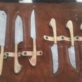 Wild Game Processors – 6-Piece Damascus Steel Knife Set with Buffalo Horn Handles