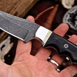 Custom Handmade Deer Hunting Knife with Damascus Steel Blade