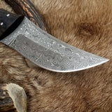 The Master Hunter: Custom Handmade Damascus Steel Fixed-Blade Hunting Knife | Camel Bone & Exotic Wood | 10 Inches | KBS Knives