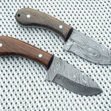Premium Damascus Steel Drop Point Skinning Knife – 7 Inch Overall Length with Walnut and Rosewood Handle