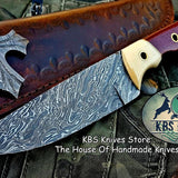 Custom Handmade Damascus Steel Skinning Hunting Knife