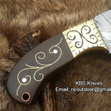 Custom Handmade Skinner Blade with Engraved Rosewood Handle