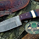 Custom Handmade Twist Damascus Steel Skinning Knife