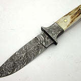 Damascus steel fire twist hunting knife