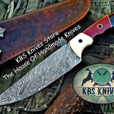 Custom Handmade Damascus Steel Skinning Hunting Knife