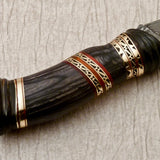 Custom Handmade Damascus Hunting Knife with Leather Sheath
