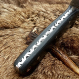 Custom Handmade Wild Pig Hunter Bowie Knife with Raindrops Damascus Steel Blade and Black Micarta Handle - 16 Inches