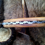 Raindrops Damascus Steel Gut Hook Skinning Knife – 9 Inch Overall Length with Olive Wood Handle