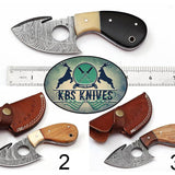 New Custom Handmade Damascus Steel EDC Guthook Skinner Knives