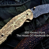 Custom Handmade Damascus Steel Folding Pocket Knife