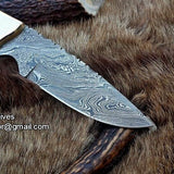 "Timber Strike" Custom Handmade Damascus Fixed-Blade Hunting Knife, 9-Inch with Rosewood Handle | KBS Knives Store