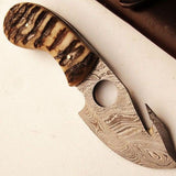 Full Tang Custom Handmade Damascus Steel Guthook Knife