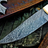 Custom Handmade Damascus Steel Skinning Hunting Knife
