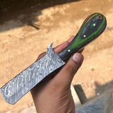 Luxury Traditional Straight Razor with Full Tang Damascus Steel Blade and Exotic Pakka Wood Handle - Includes Leather Case - KBS Knives Store Exclusive