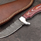 Custom Handmade Damascus Steel Red Micarta Skinning/Camping/Hunting Knife