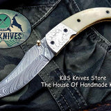 Custom Handmade Damascus Steel Folding Pocket Knife
