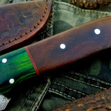 Custom Handmade Damascus Steel Hunting Skinning Camping Knife