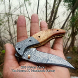 Custom Handmade Damascus Steel Blade EDC Folding Pocket Knife