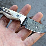 Damascus custom handmade skinning knife