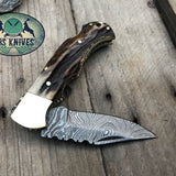 Beautiful Custom Handmade Damascus Steel EDC back Lock Pocket knife