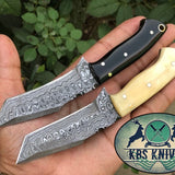 Beautiful Custom Handmade Damascus Steel EDC Tanto Blade Knives