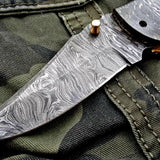 Custom Handmade Damascus Steel Folding Pocket Knife