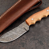 Custom Handmade Damascus Olive Wood Skinning Hunting Skinner EDC Knife