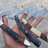 Luxury Traditional Straight Razor with Damascus Steel Blade - Includes Leather Case - KBS Knives Store Exclusive