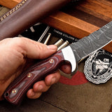 Custom Handmade Damascus Steel Red Micarta Skinning/Camping/Hunting Knife