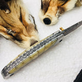 Custom Handmade Damascus Steel Blade Folding Pocket Knife