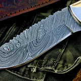 Custom Handmade Twist Damascus Steel Hunting Skinning Knife