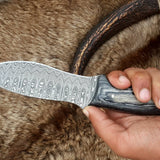The Tactical Hunter: Custom Handmade Damascus Steel Tactical Hunting Knife | Exotic Wood Handle | 9 Inches | KBS Knives