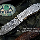 Custom Handmade Damascus Steel Folding Pocket Knife