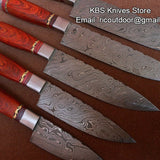 Hand Made Damascus Kitchen Knives Set