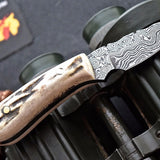Damascus steel skinning knife