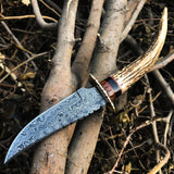 New Custom Handmade Damascus Steel Hunting Skinning Knife