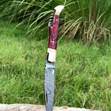 New Custom Handmade Damascus Steel Steak Blade Pocket Knife With  Corkscrew Wine Opener
