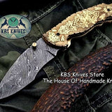 Custom Handmade Damascus Steel Folding Pocket Knife