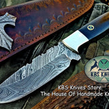 Custom Handmade Damascus Steel Hunting Skinning Camping Knife