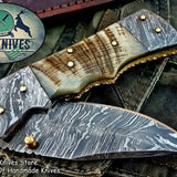 Custom Handmade Damascus Steel Folding Knife