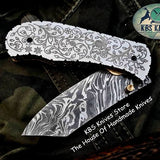 Custom Handmade Damascus Steel Folding Pocket Knife