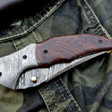 Custom Handmade Damascus Steel Folding Pocket Knife