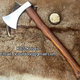 Handmade Custom Viking Axe with 1095 High Carbon Steel Blade, Rosewood Handle, and Leather Sheath - KBS Knives Store